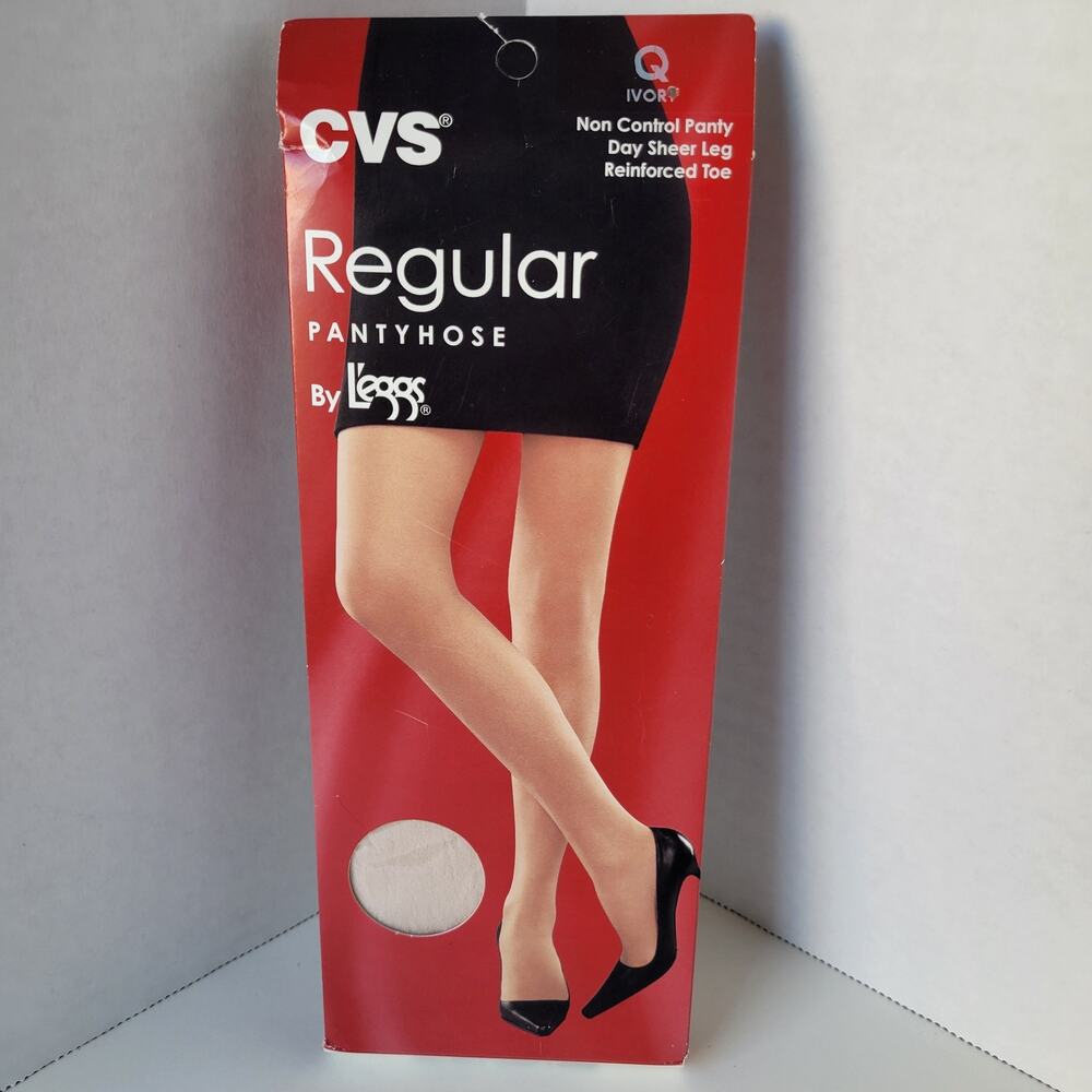NIB Vintage CVS Regular Pantyhose By Leggs Day Sheer Leg Ivory Size Q Plus Sizee